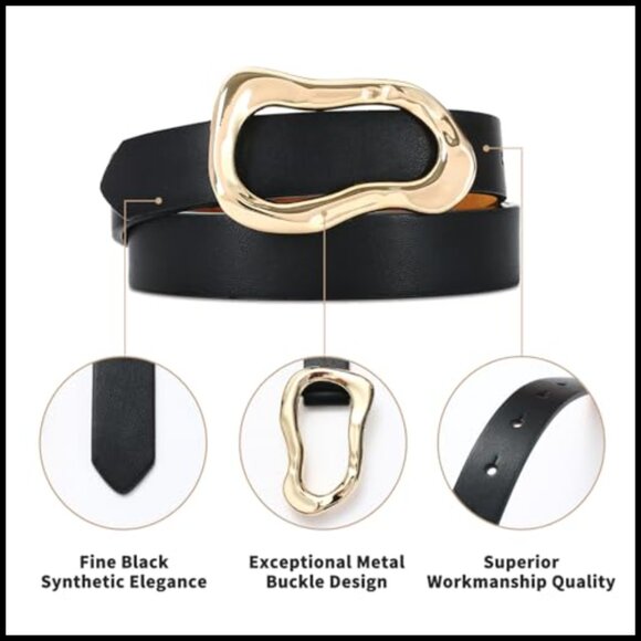 Faux Leather Belt with Gold Buckle for Jeans and Dresses main image 6